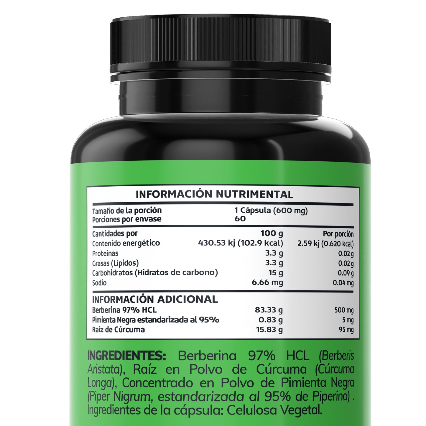 Berberine HCL 97%  | 60 cápsulas
