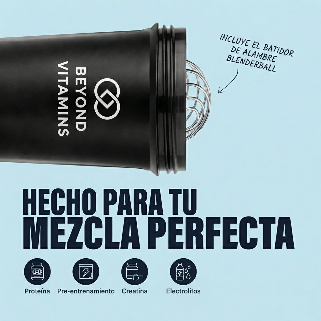 Shaker Beyond Vitamins con batidor de alambre,tapa segura y duradera - 400ml