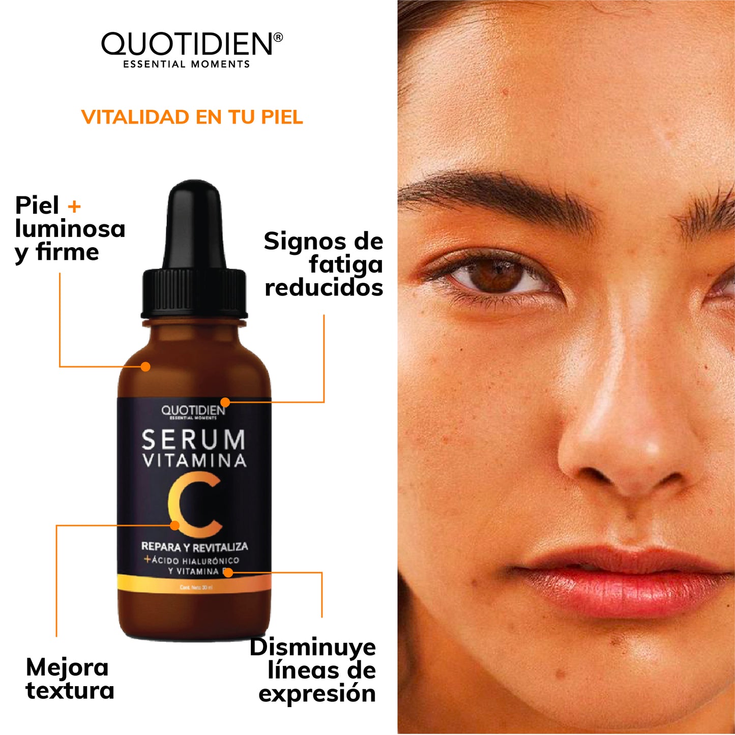 Kit Antiedad - Limpiador + Tónico + Serum Vitamina C + Serum Ácido Hialurónico + Contorno de Ojos