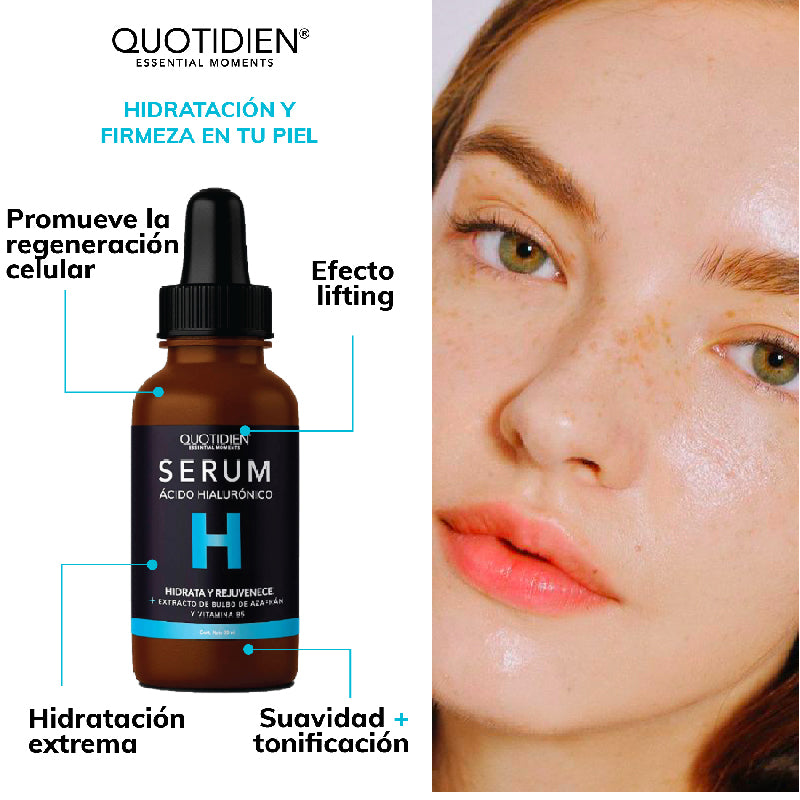 Kit Hidratante: Limpiador Facial + Tónico Facial + Serum de Vitamina C + Serum de Ácido Hialurónico + Gel Hidratante Facial