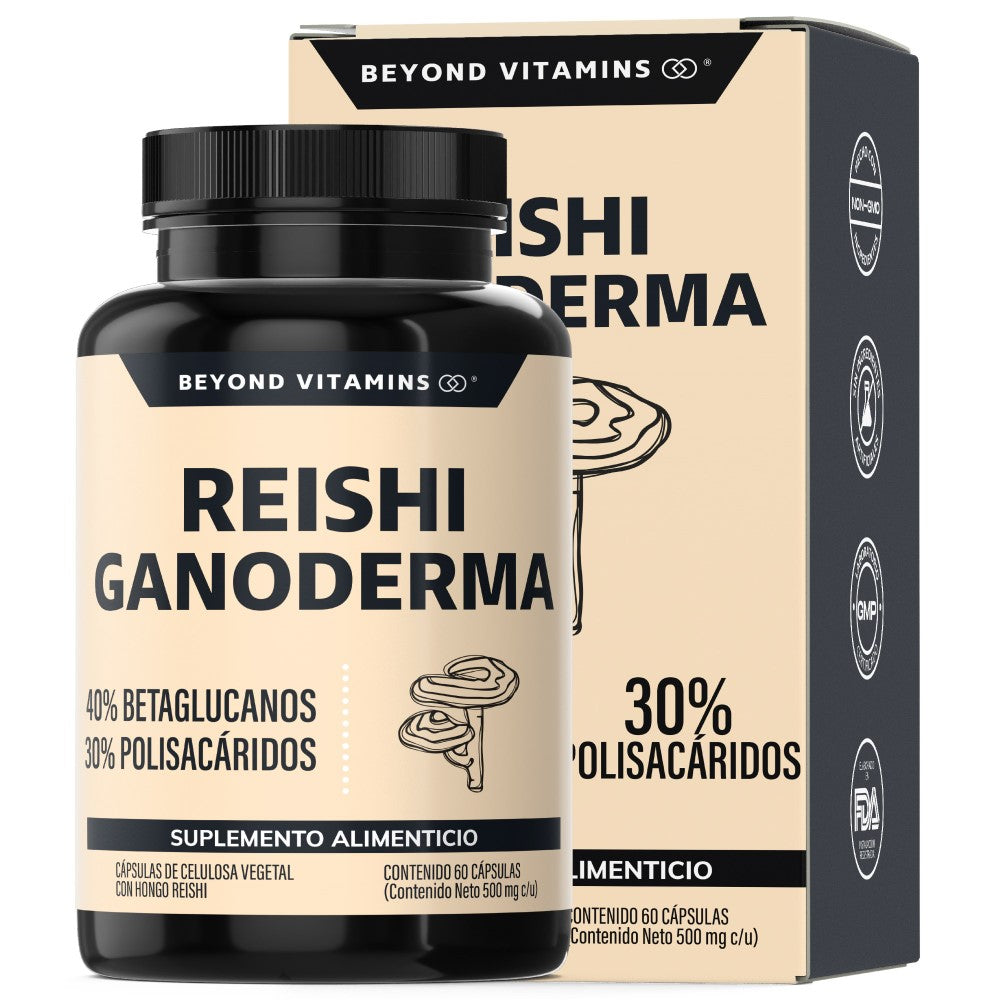 Reishi Ganoderma | 40% Betaglucanos,  30% Polisacáridos - 60 Cápsulas
