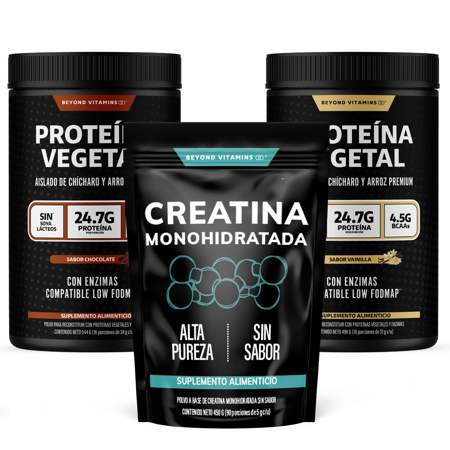 Kit Proteína Chocolate + Proteína Vainilla + Creatina Monohidratada