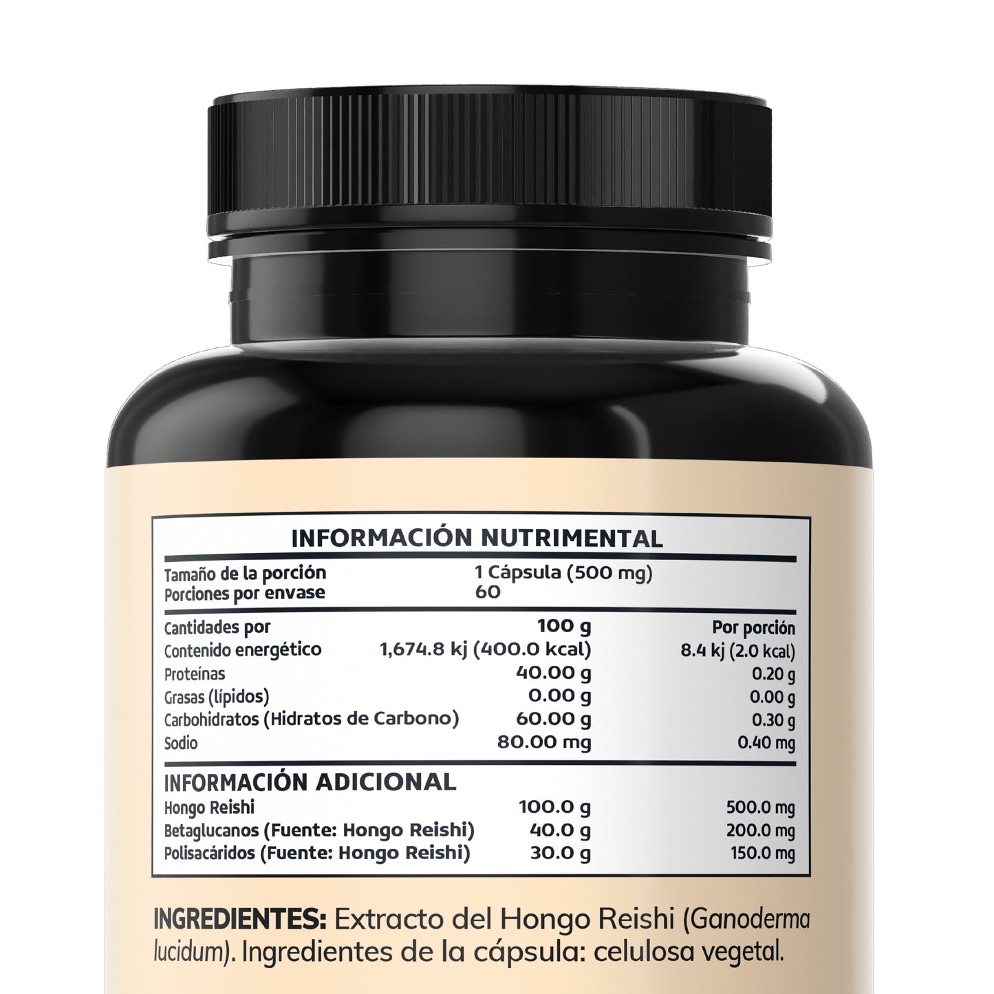 Reishi Ganoderma | 40% Betaglucanos,  30% Polisacáridos - 60 Cápsulas